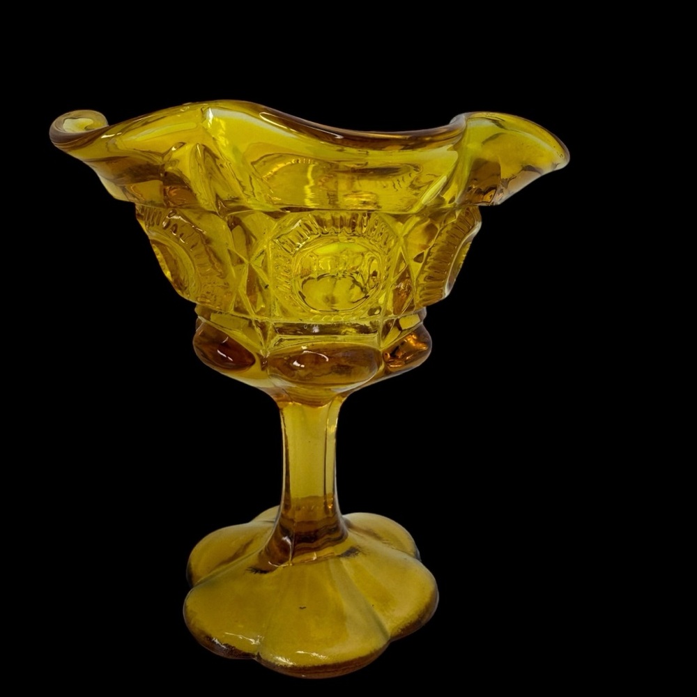 Vintage Yellow Glass Compote